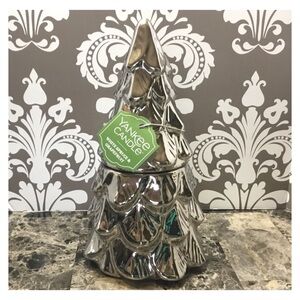 YANKEE CANDLE Large Dark Silver Christmas Tree Candle NIB